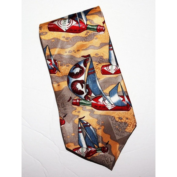 Tabasco Other - Tabasco Men's Tabasco Sauce Shrimp Boat Print Silk Neck Tie